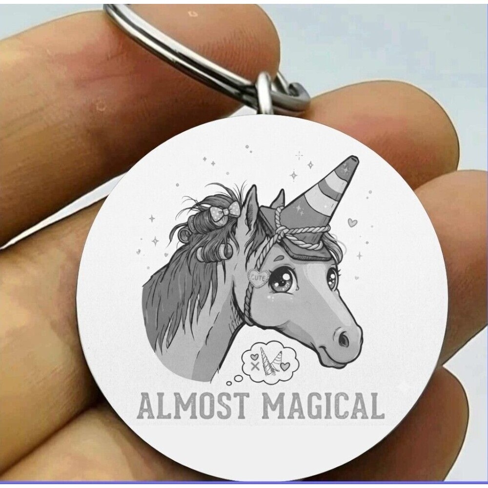 Unicorn Traffic Cone Horn Magic Funny Cute Hosese Stainless Keychain Joke Anime